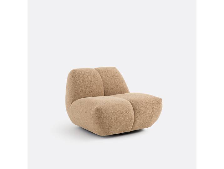 LA REDOUTE Fauteuil pivotant, bouclette épaisse, Nuria 1 Place Marron Moka