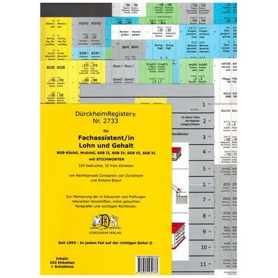 DürckheimRegister® - Fachassistent LOHN U GEHALT (ArbR-SGB) MIT Stichworten, Gebundene Ausgabe von Constantin Dürckheim, Dürckheim Verlag,