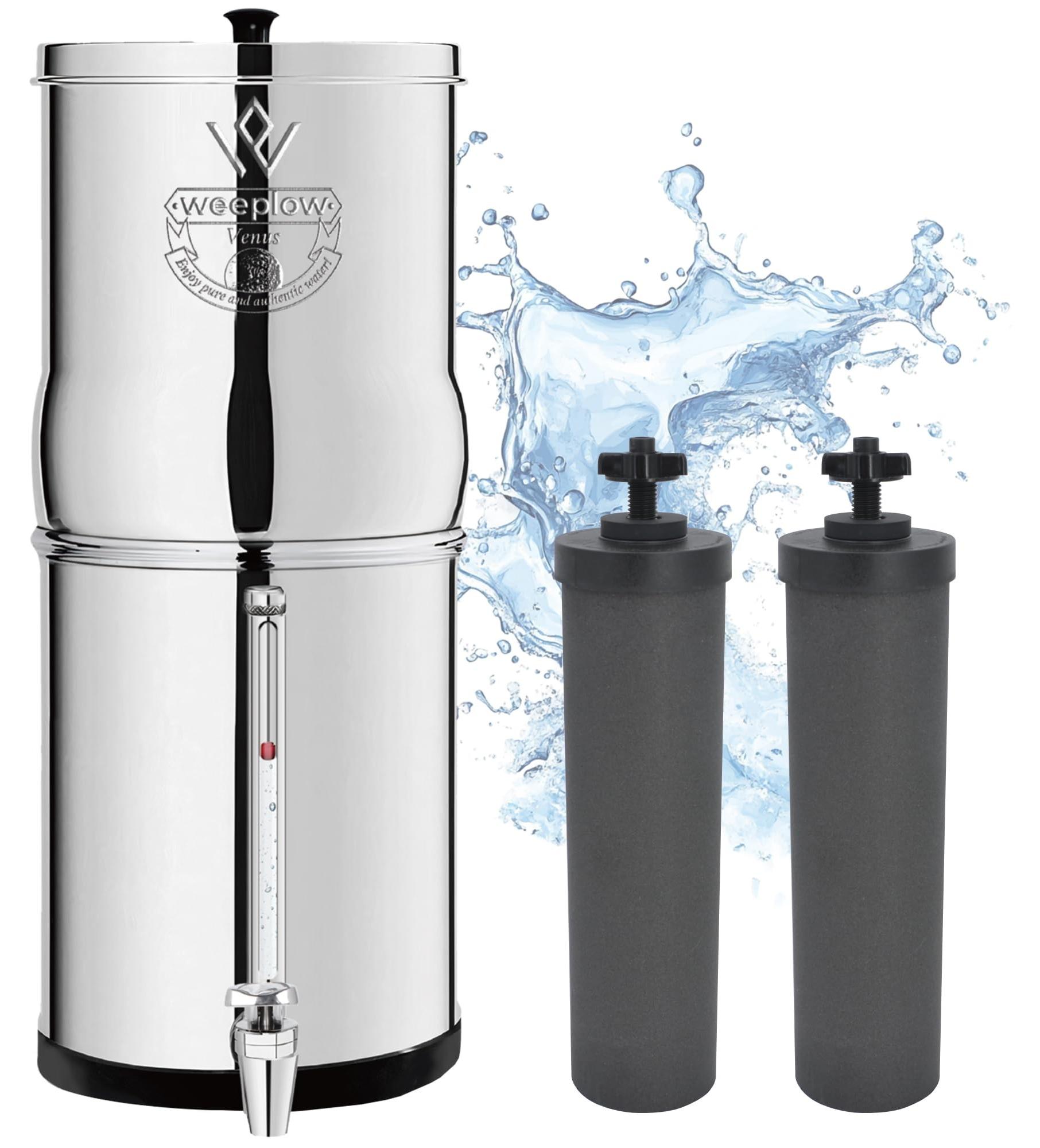 Edelstahl Gravity Wasserfiltersystem mit 2 Reinigungselementen