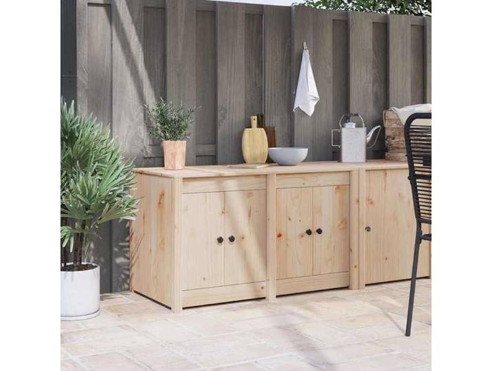 HSF®Armoire basse Buffet Bas - optimisation'espace - Armoire de cuisine Marron 106 x 55 x 64cm - bois de pin massif qso352259