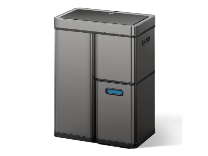 EKO Sensor Mülleimer 3 Fächer, 2 x 15 L und 30 L, Automatischer Abfalleimer mit Soft Close Deckel, 3 Kunststoff Inneneimer, Mülleimer mit Sensor, 60L Mülleimer Küche, Gunmetal