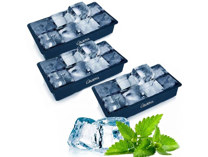3er-Set XXL Silikon Eiswürfelform 8-Fach, 5 x 5 cm, für 1 Liter