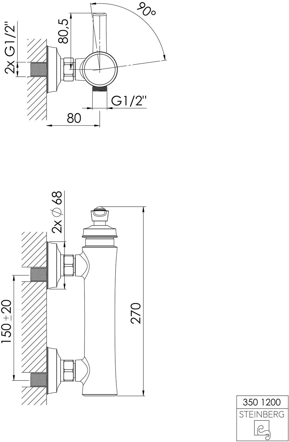 Steinberg Serie 350 Aufputz-Einhebelmischer für Dusche