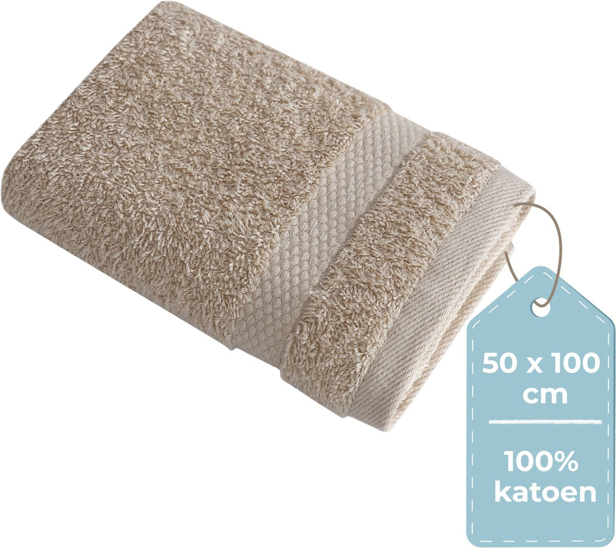 HUSH Living Handdoek van 100% Katoen - Zand - 50 x 100 cm - 500g/m2