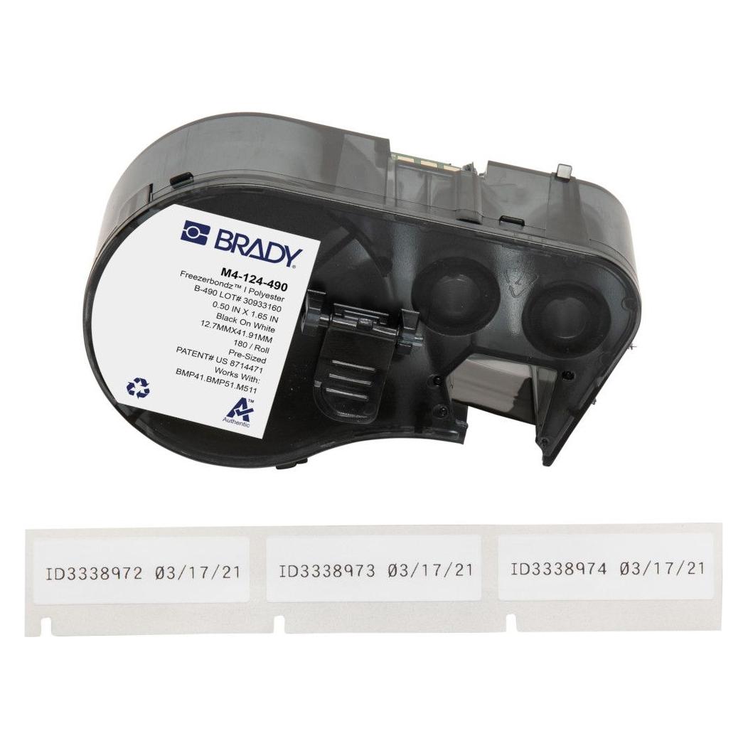 Brady M4-124-490, FreezerBondz(TM), Polyester, Schwarz auf weiss, 12.70 x 41.91 mm, permanent (180 (12.70 mm) (M4-124-490)