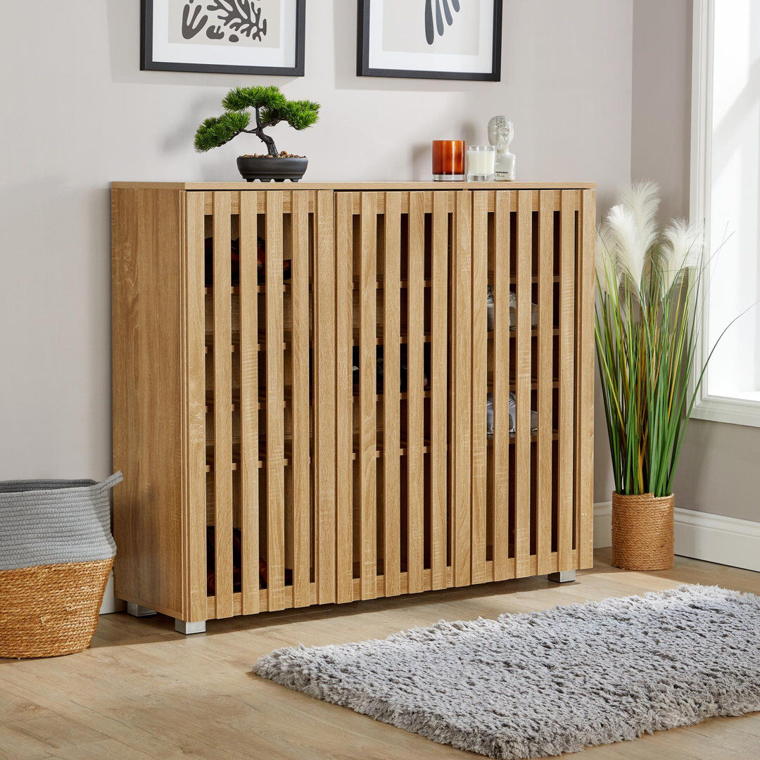 Latitude Run Boehike 20 Pair Shoe Storage Cabinet Medium Wood 20
