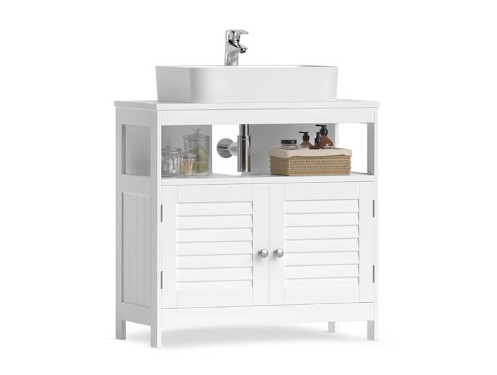 Meuble sous lavabo effet bois blanc