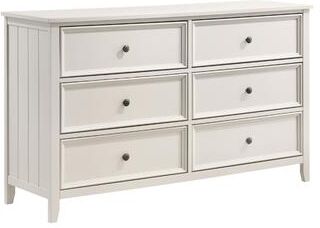 Benjara Etgo 60 Inch Dresser, White Melamine Veneer, 6 Spacious Drawers