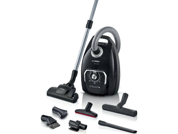 BOSCH Bodenstaubsauger Serie 8 BGL8XALL, ideal für Allergiker, Hygiene-Filter , schwarz, B:32cm H:27,5cm T:48cm, Bodenstaubsauger, 10 Jahre Motorgarantie, XXL-Polsterdüse, langes Kabel, leise, schwarz, Bodenstaubsauger