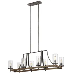 Kronleuchter Pendelleuchte Hängelampe Esszimmerleuchte Glas Holz schwarz L 116,8 cm