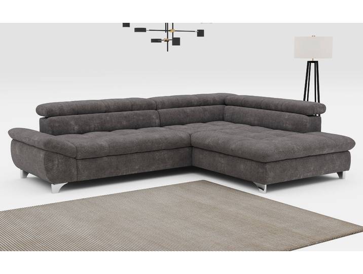 Ecksofa, Grau (Graphite), 312x234 cm, Struktur, Kopfteilverstellung, Modern, Cotta