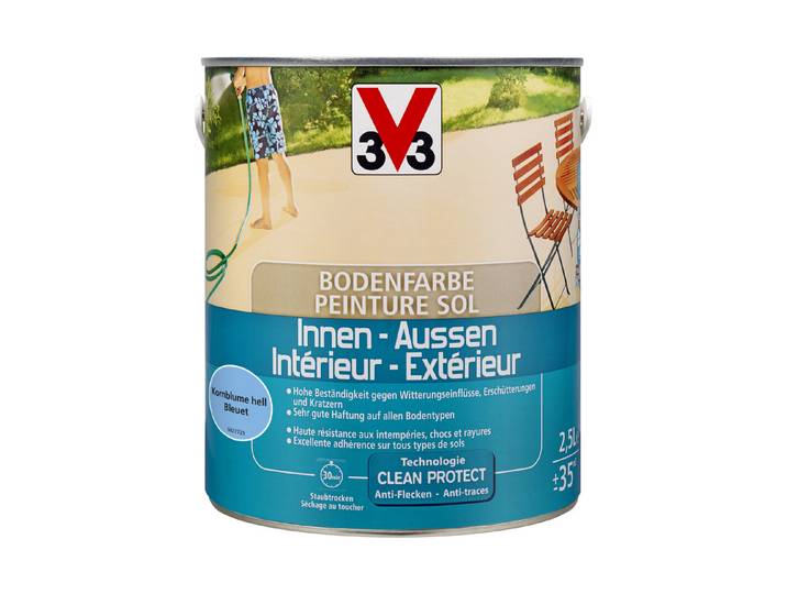 V33 Acrylharz Bodenfarbe Innen-Aussen Blau 2.5 l 35 m²