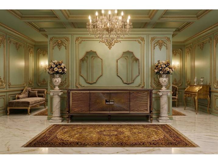 JVmoebel Konsolentisch Elegantes Konsolen Set Buffet Zwei Spiegel Klassisch Modern Weiss Gold, Made in Europa
