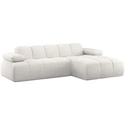 Ecksofa Mojo Chaiselongue rechts, weicher Chenille-Stoff, modern, natur, verstellbare Armlehnen