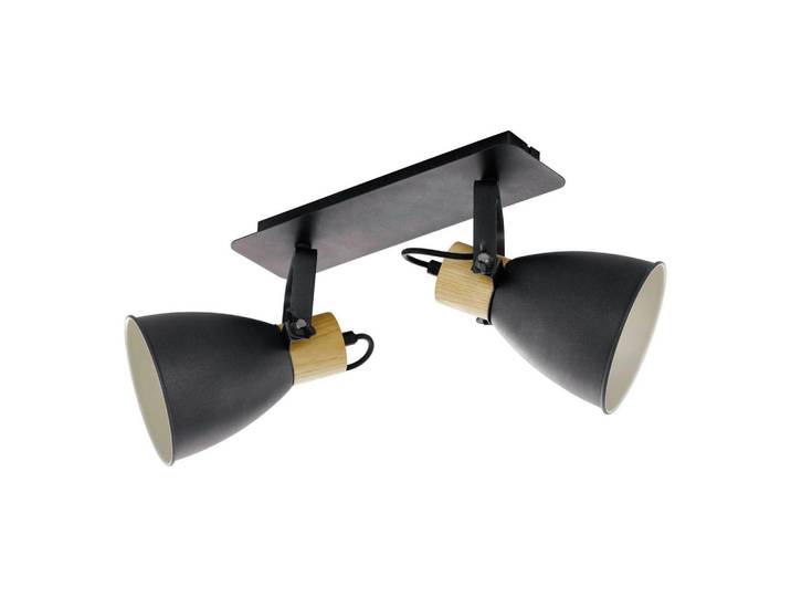 Eglo Deckenspots, Anthrazit, Braun, Creme, Weiss, Holz, Metall, Ahorn, 14x24x48 cm, Lampen & Leuchten, LED Beleuchtung, LED-Strahler & LED-Spots