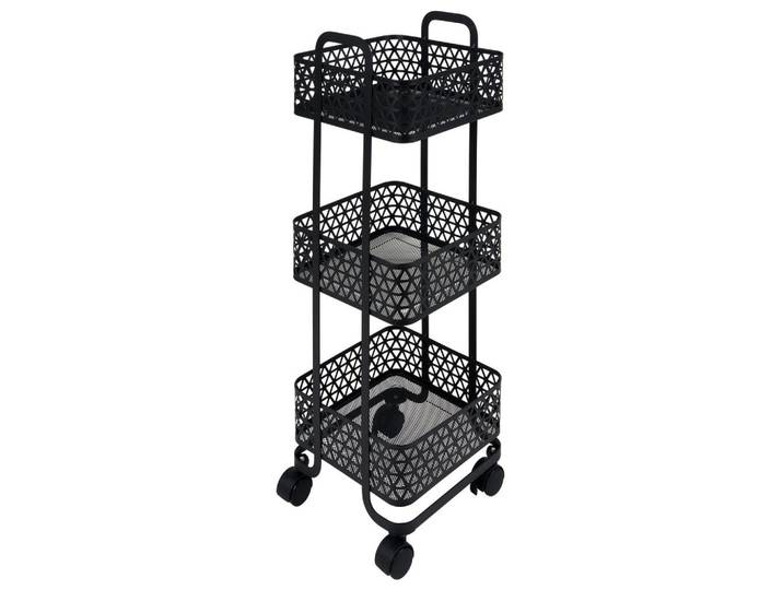 Homeware Aufbewahrungsregal, Schwarz, Metall, Uni, 3 Fächer, 25.5x74.5 cm, stehend, Ordnen & Aufbewahren, Deko- & Aufbewahrungsboxen, Regalboxen & Stehsammler