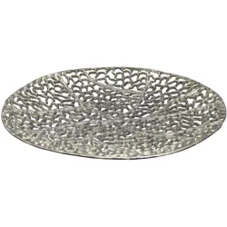 FineBuy, Dekoschale, Dekoschale Rund Aluminium Schale 44cm Tischdeko Metall Wohnaccessoire Alu Gross