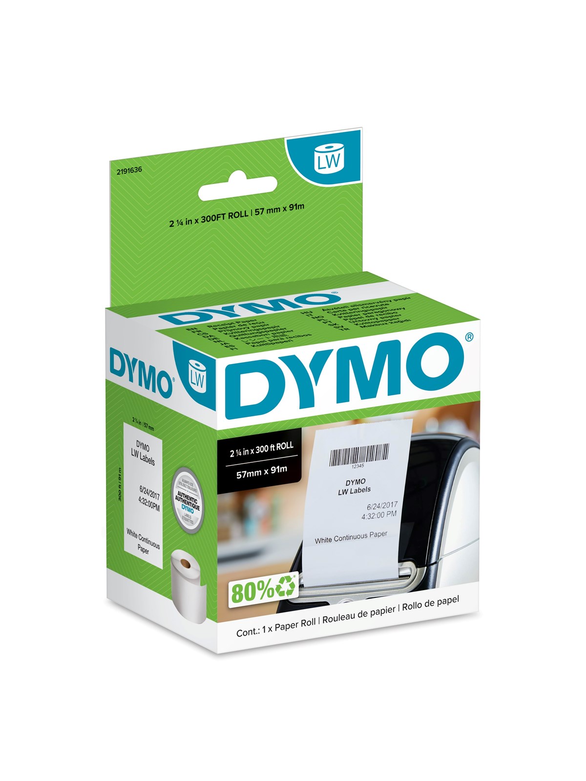 DYMO LabelWriter Endlospapierrollen, 57mm x 91m