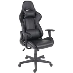 Décoshop26 - Gaming-Bürostuhl mit Rollen und Neigungsmechanismus schwarzes Synthetikmaterial 04_0001853