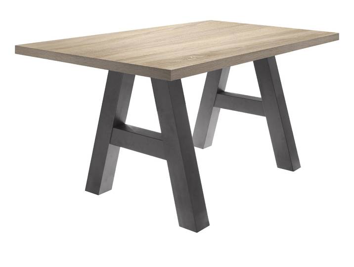 Esstisch MÄUSBACHER Mister , braun (tischplatte: eichefarben sägerau), B:140cm H:75cm T:90cm, Tische, Esstisch, Gestell in A-Form