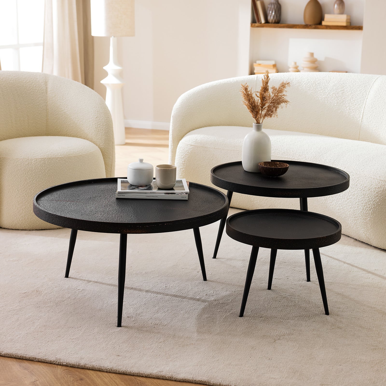 home24 Salontafel IKOMWA rond zwart