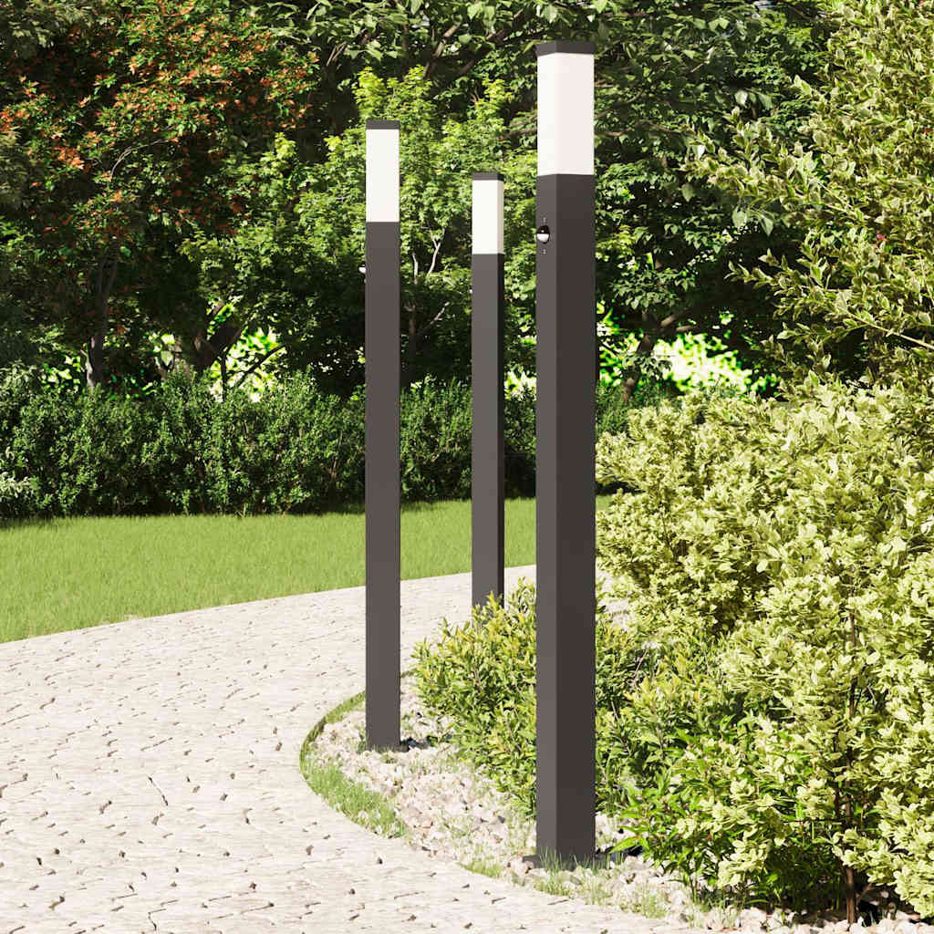 vidaXL Bornes lumineuses avec détecteur lot de 3 110 cm noir IP44
