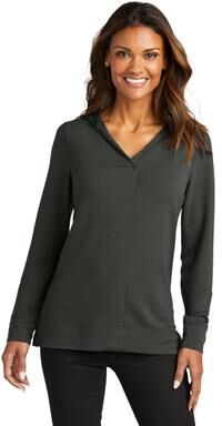 Port Authority LK826 Women's Microterry Pullover Hoodie in Charcoal size XL   Triblend