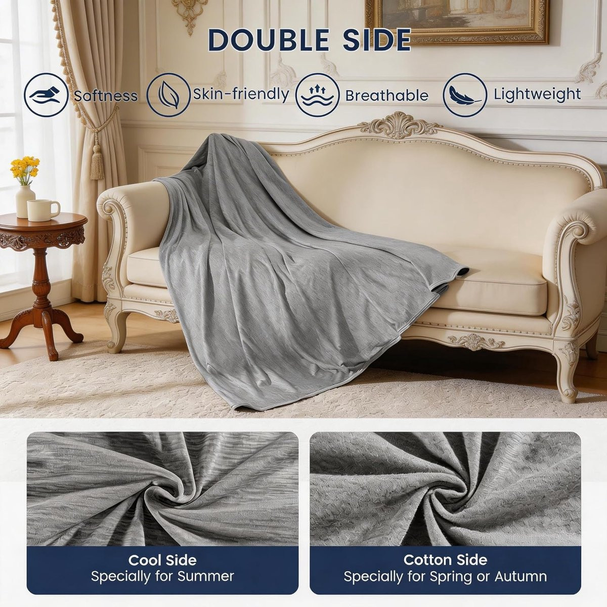 SnelShoppen Cooling Blanket Grijs 150x200 cm voor volwassenen en kinderen