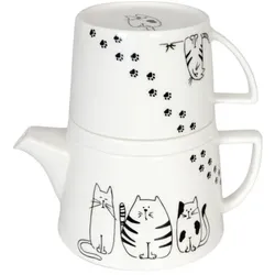 Könitz, Tasse, Tee-Set Funny Cats 790 ml, 1 Stück, Schwarz/Weiss (790 ml, 1x)
