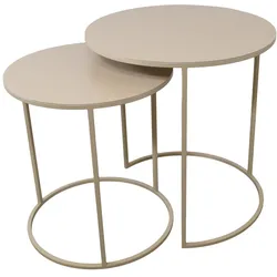 LOFT42 Elvy Set Beistelltische Rund - Beige - Ø49x52