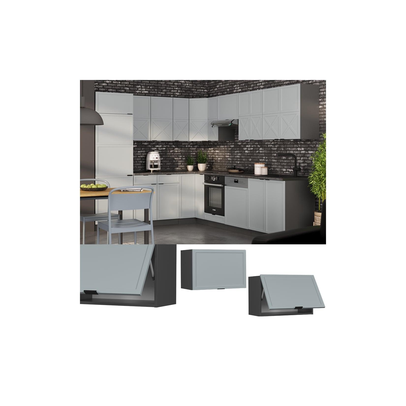 Vicco Hängeschrank Fame-Line Anthrazit Hellblau-Grau gerahmt 60 cm flach