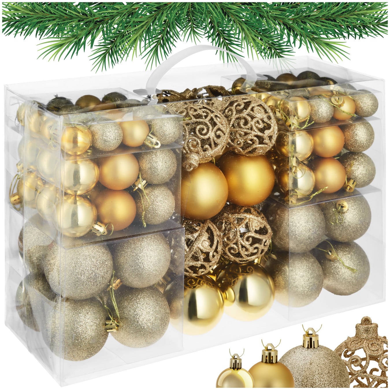 100 onbreekbare kerstballen in goud van TecTake GmbH