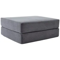 STILVORA Klappbarer Fußschemel Cord dunkelgrau 109x95x43 cm, ausklappbar