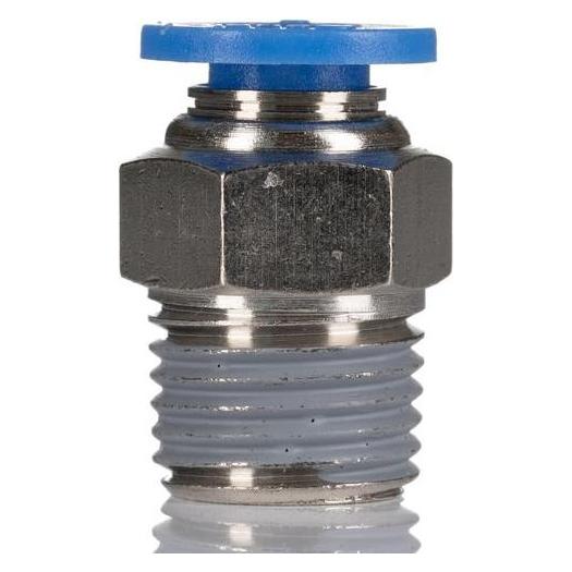 RS PRO Gerader Gewindeadapter, Gewinde-zu-Rohr, Messing vernickelt, R1/8 Stecker, 10 bar (9160713)