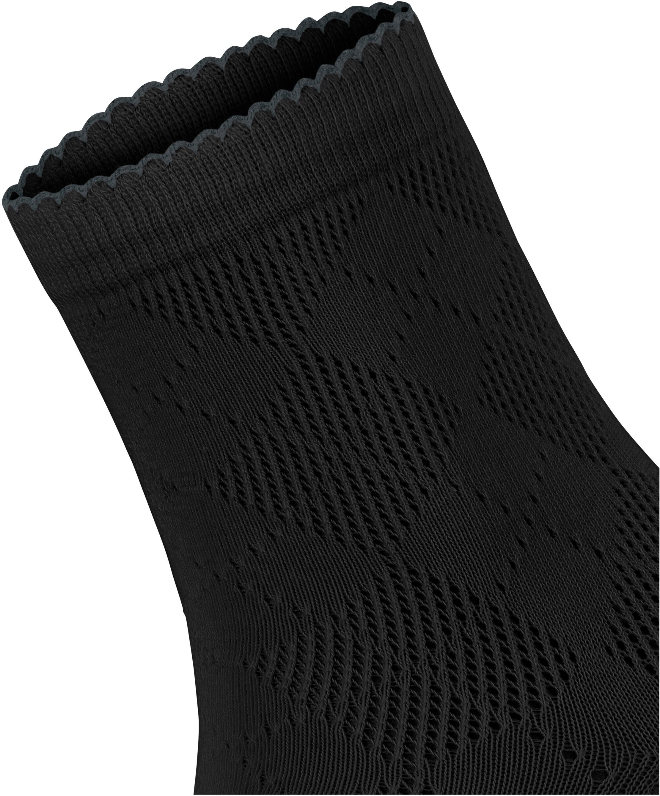 Kurzsocken BURLINGTON "Chelsea", Damen, Gr. 36-41, schwarz, Baumwollmischung, mehrfarbig, Socken Kurzsocken, Einheitsgröße 36-41, elegante Ajour-Musterung