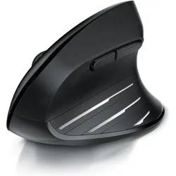 CSL ergonomische Maus, Funk, Vertikal, optisch, kabellos, 2,4Ghz & Bluetooth, Armschonend, 2400 dpi (Kabellos), Maus, Schwarz