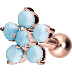 Titan Ohrpiercing mit Innengewinde BLUME + SYNTHETISCHE TÜRKISE