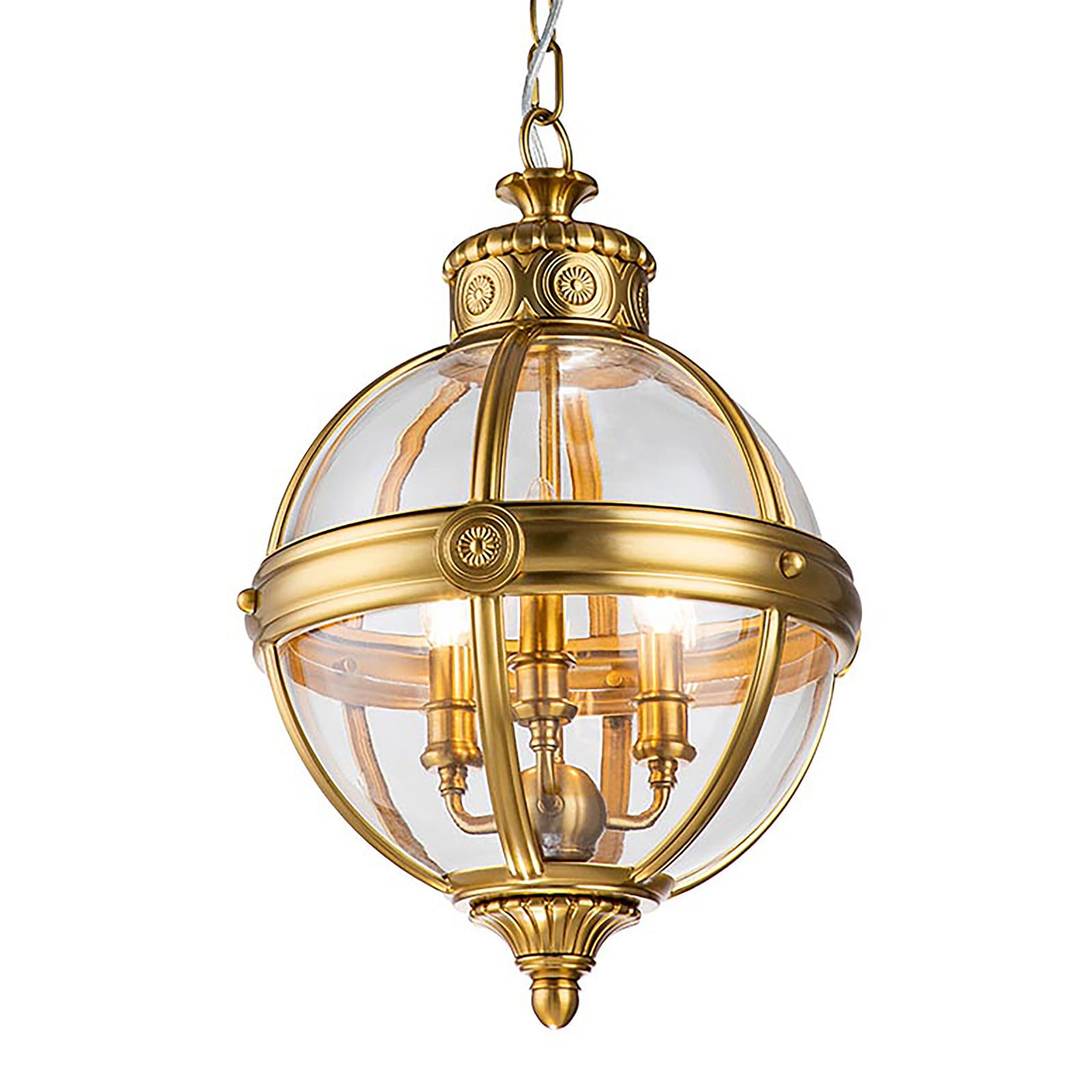home24 Hanglamp Adams Ø 37cm messing/messing met transparant glas en metaal (E14)