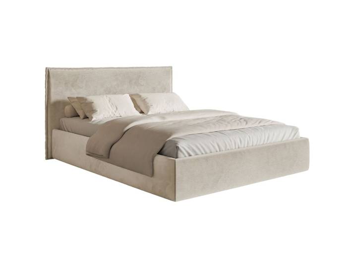 Lit tapissé 140×200 velours, beige