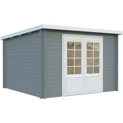 Palmako Gartenhaus Ella 8,7 m2 - 28 mm hellgrau/weiß lackiert