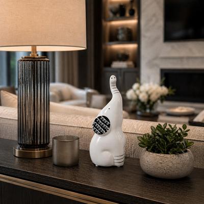 Sagebrook Home "Playful Ceramic Elephant Doodle Figurine - 8"", Black & White - 7.5"""