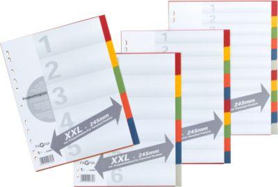PAGNA Kartonregister mit Deckblatt in Überbreite, zur freien Verwendung, 10 Blätter, 5-farbig