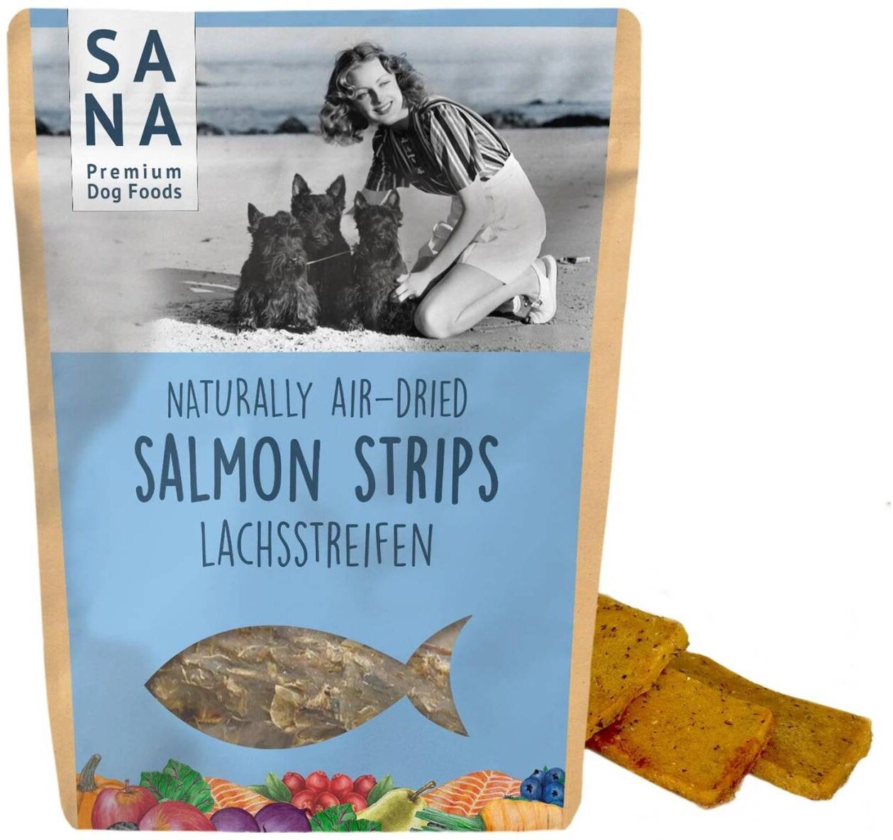Sanadog Strisce di Salmone Essiccato per Cani Snack Naturali