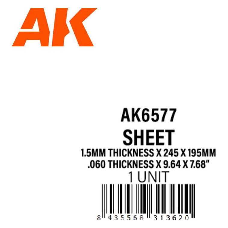 AK Interactive 1.5mmthickness x 245 x 195mm - STYRENE SHEET (AK6577)