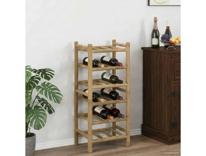 smnyxs Weinregal aus natürlichem Bambus, 32,5 x 29,5 x 72 cm Natürlicher Bambus, modernes Design, einfache Montage, einfache Pflege, Verwendung im Innenbereich