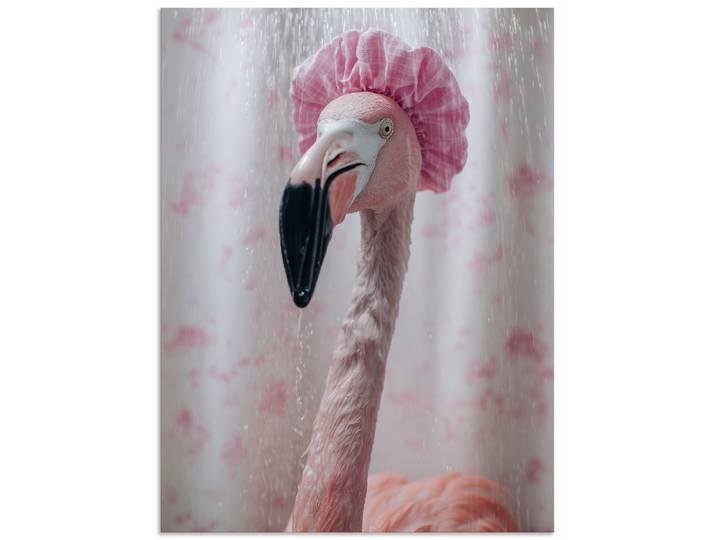 Artland Flamingo unter der Dusche 1 Stk. tlg. als Alubild, Leinwandbild, Poster, Wandaufkleber in verschied. Grössen
