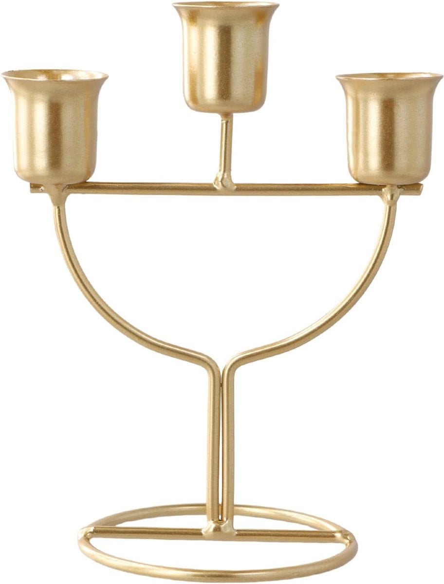 ShopVlot Gouden 3-armige Metalen Retro Kandelaar voor Taperkaarsen