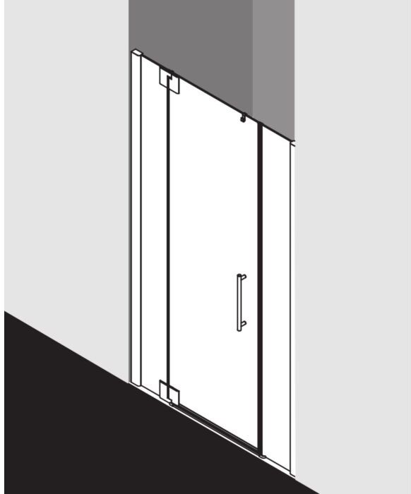 Kermi Pasa XP Pendeltür 1-flügelig mit Festfeldern PX1GL12020VYK 120x200cm, silber glanz, ESG SR OpacoClean, links, auf Duschwanne