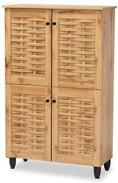 Baxton Studio Winda Modern and Contemporary 4-Door Shoe Storage Wood Cabinet