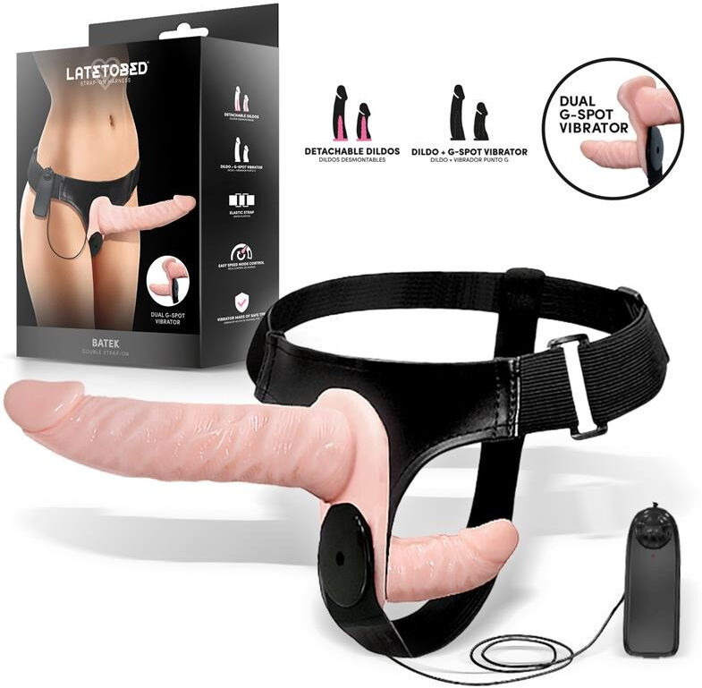 HARNESS COLLECTION LATETOBED Batek Harnais avec Dildo Double et Vibrations